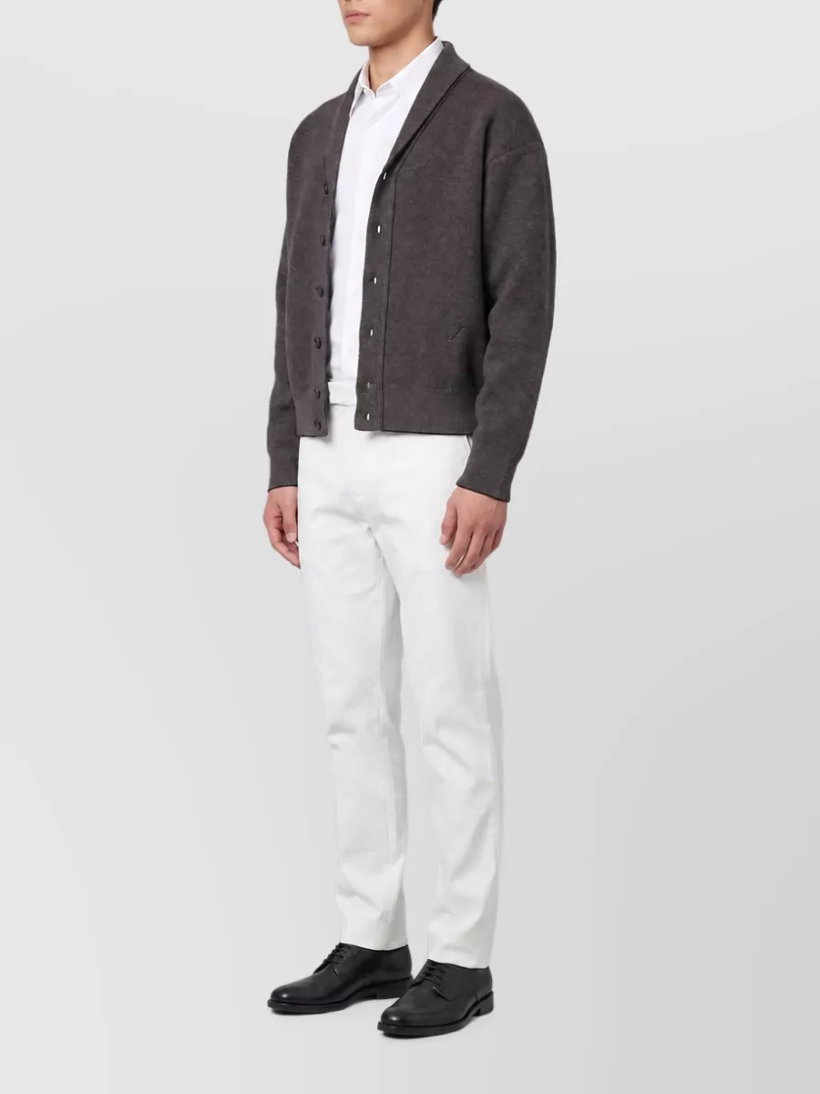 Jacquemus Cashmere wool ribbed high neck cardigan