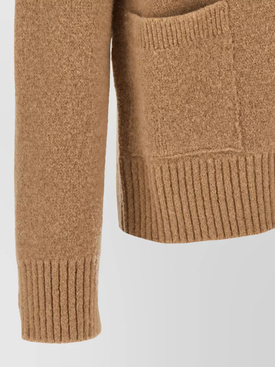 Ami Paris Alpaca-Blend Ribbed Cardigan