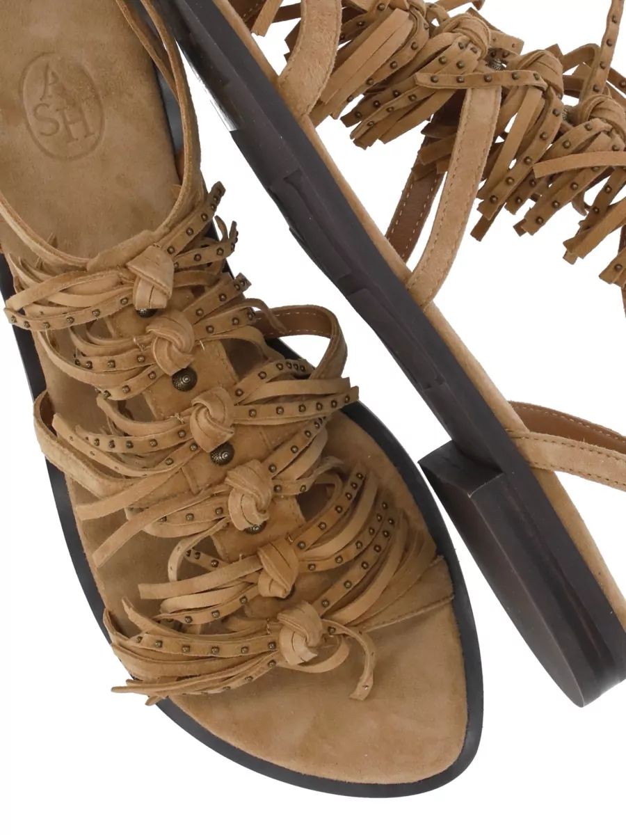 Ash Leather Studded Flat Sandals