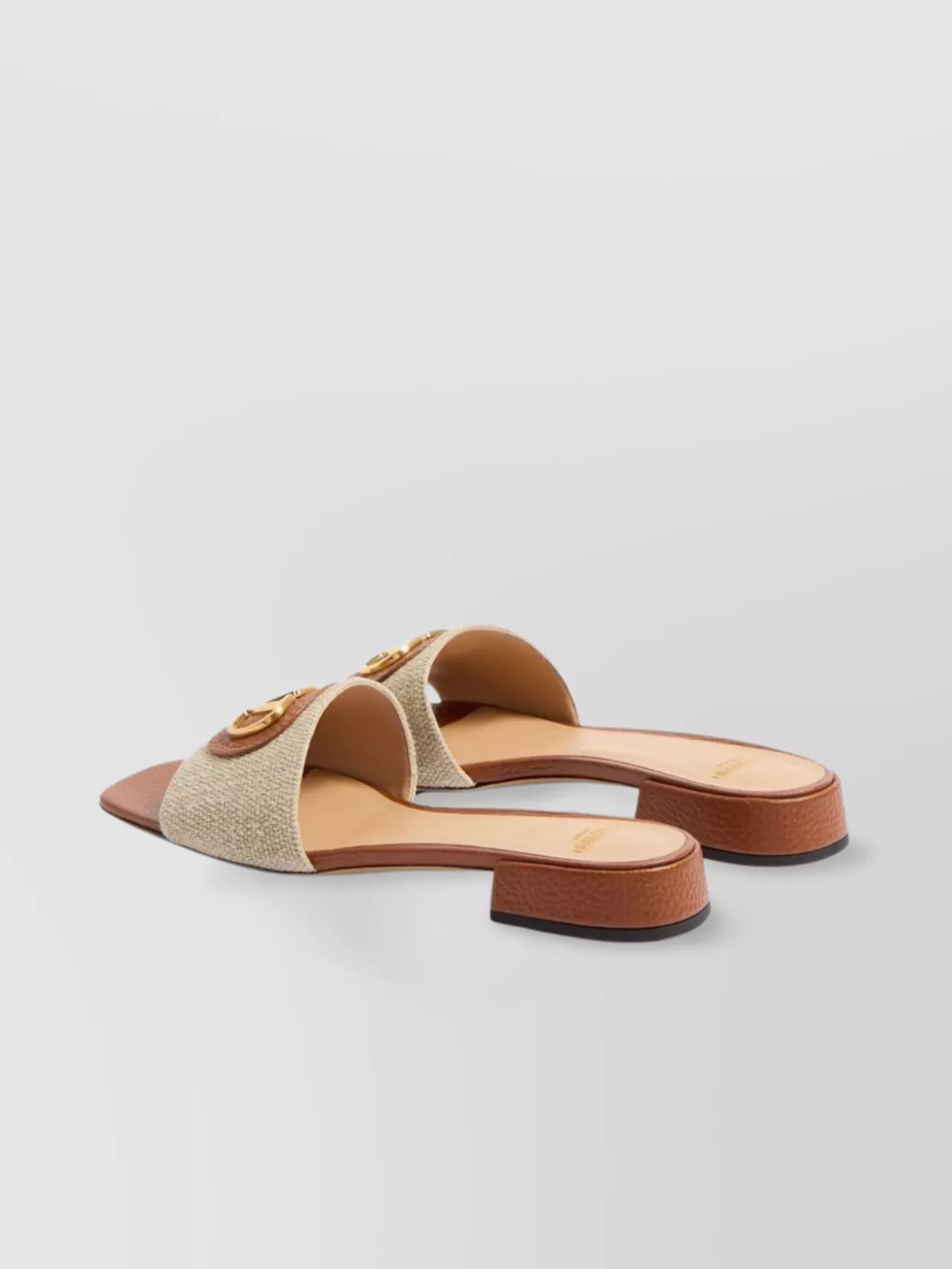 Valentino Vlogo Slide Sandals With Low Stacked Heel
