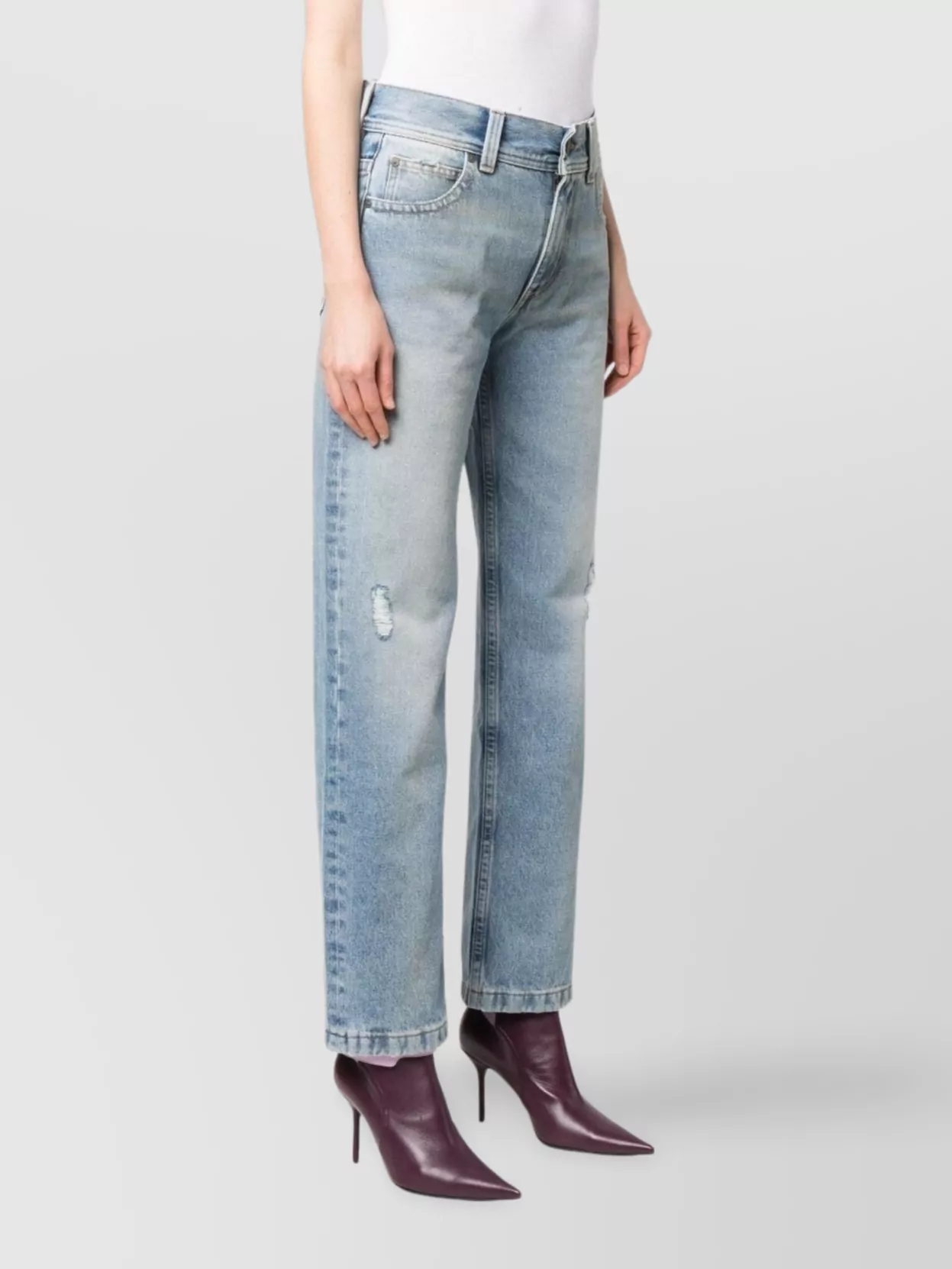 Palm Angels Casual Trousers With Distressed Finish And Five Pockets