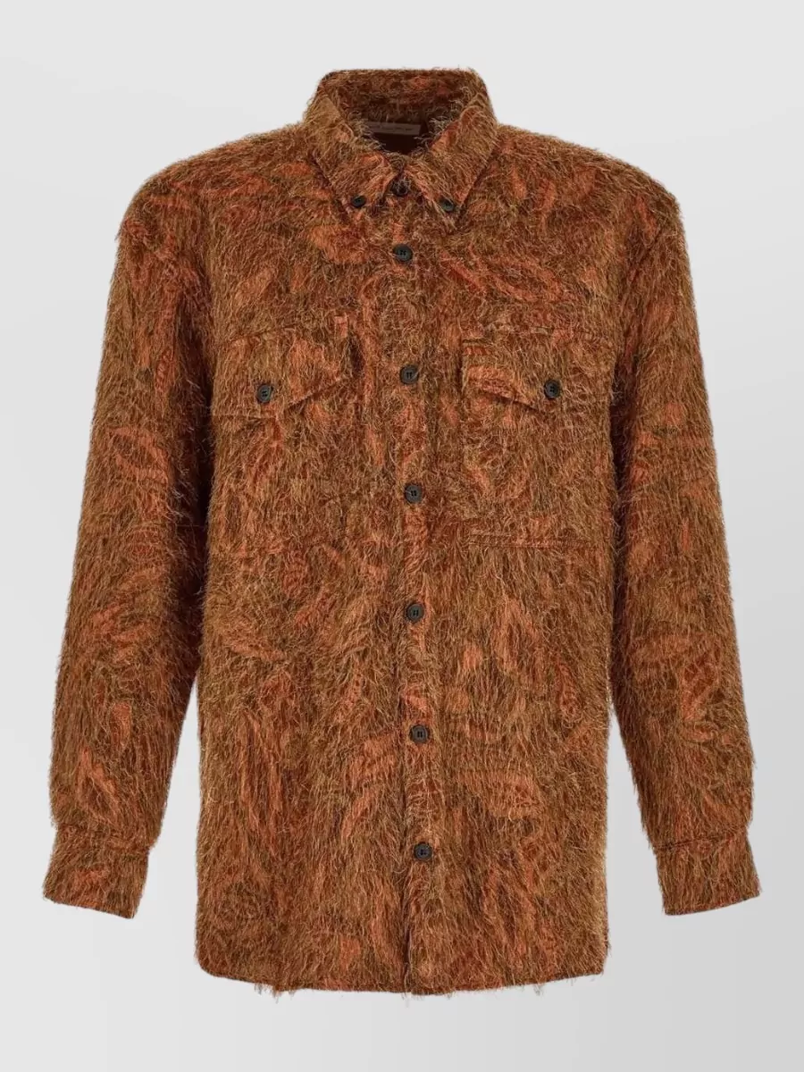 Dries Van Noten shaggy jacquard shirt jacket