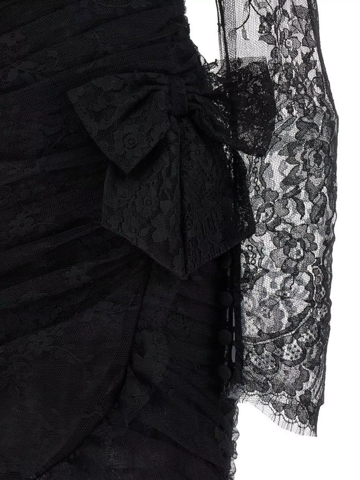 Alessandra Rich Draped Dress With Bow Accents And Lace Detailing
