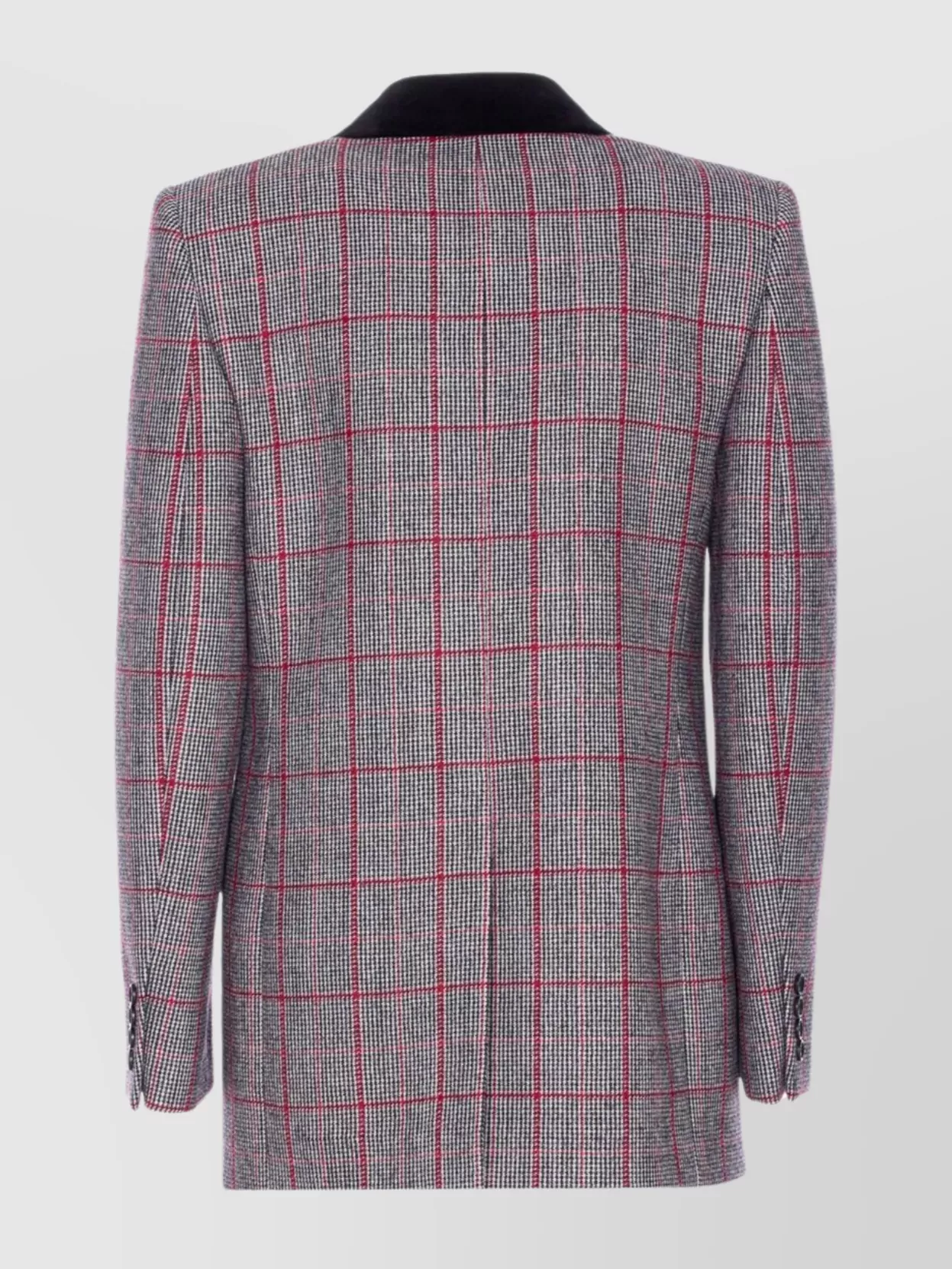 Chloé Double-breasted Velvet-trimmed Checked Wool Blazer