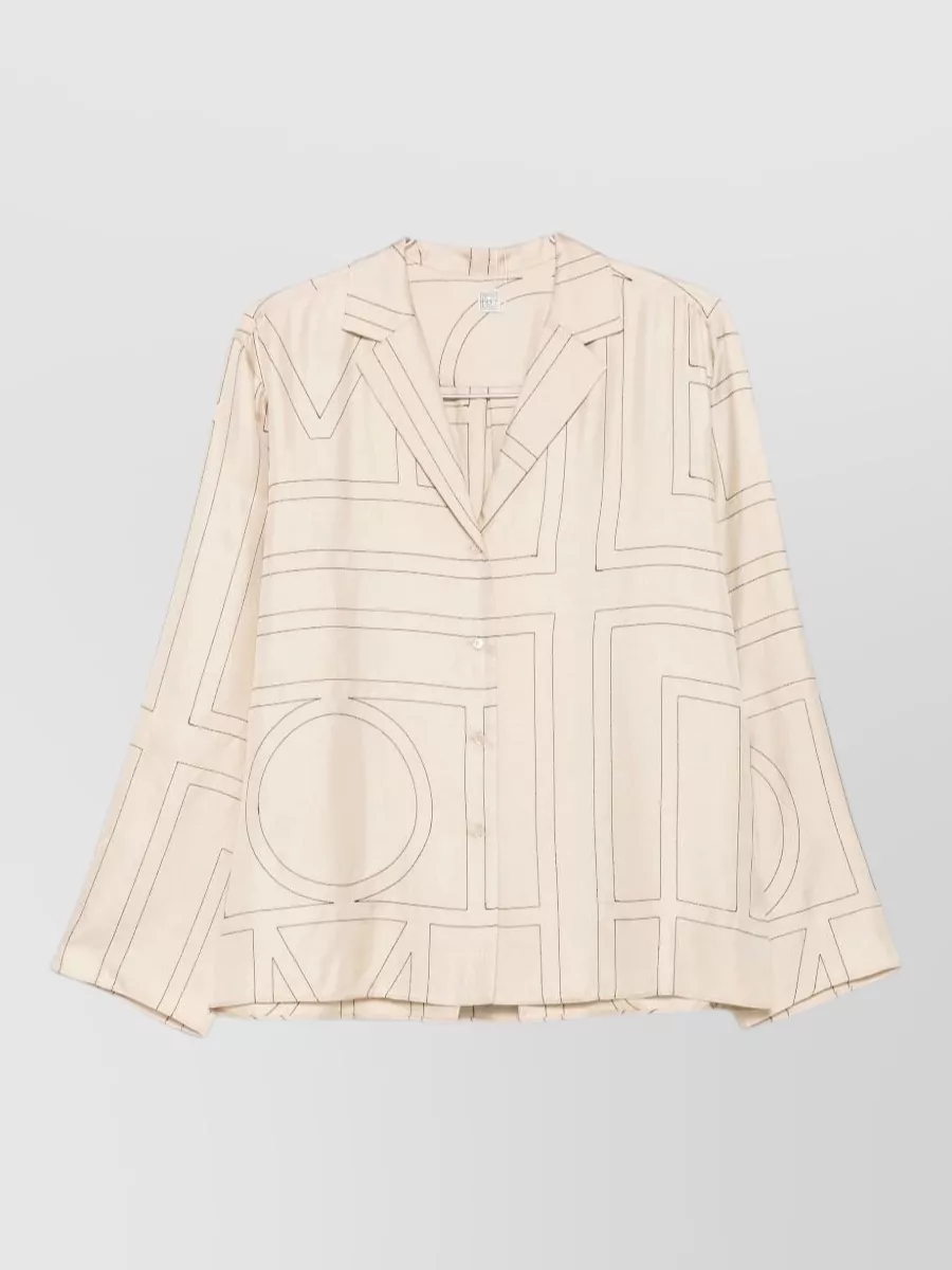 Totême silk monogram printed pajama shirt