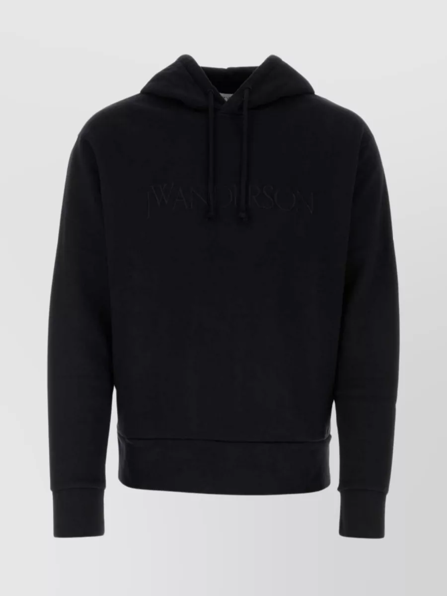 Shop Jw Anderson Cotton Sweatshirt With Hood And Pocket In Black