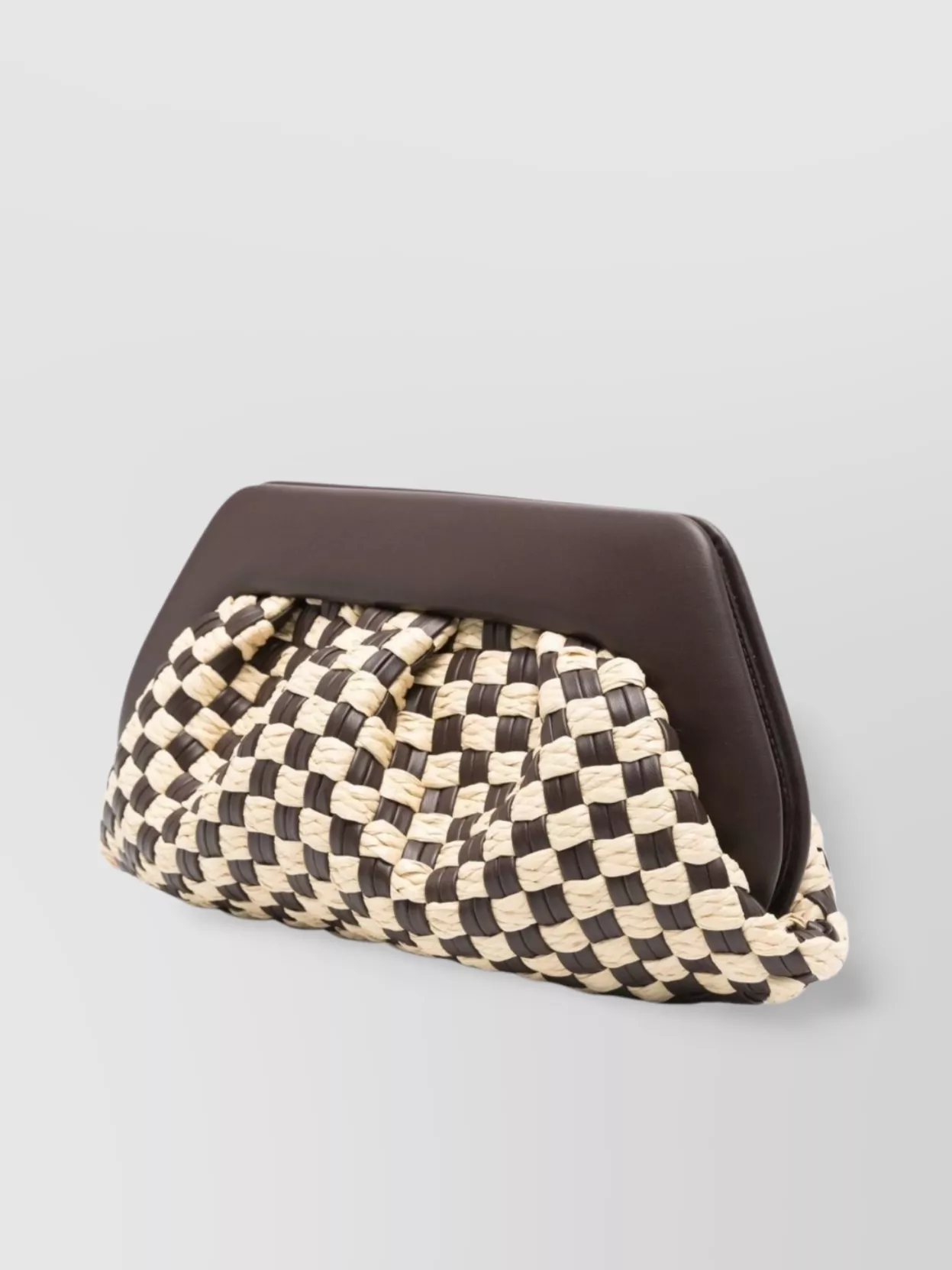 Themoirè Panel Shoulder Strap Clutch Woven Shape