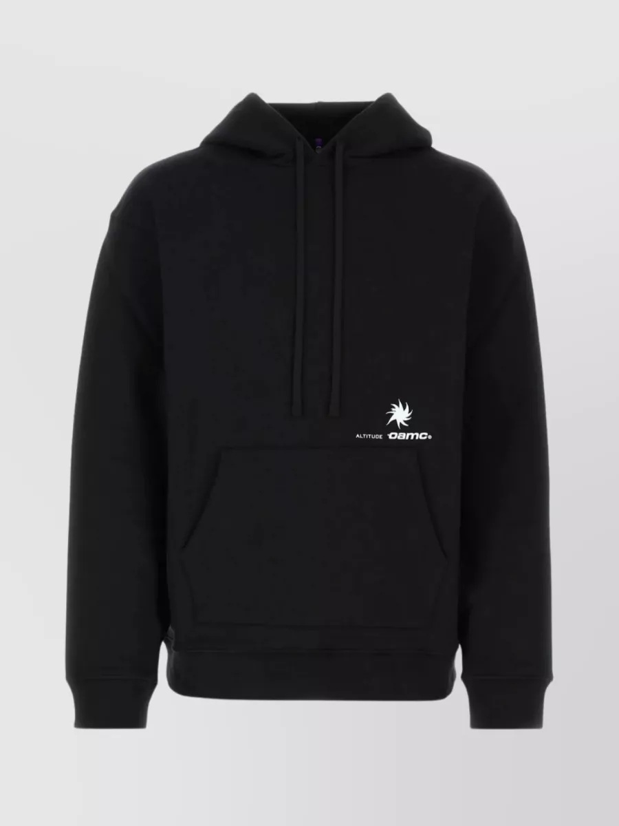 Shop Oamc Hooded Sweatshirt With Contrasting Back Patch In Black