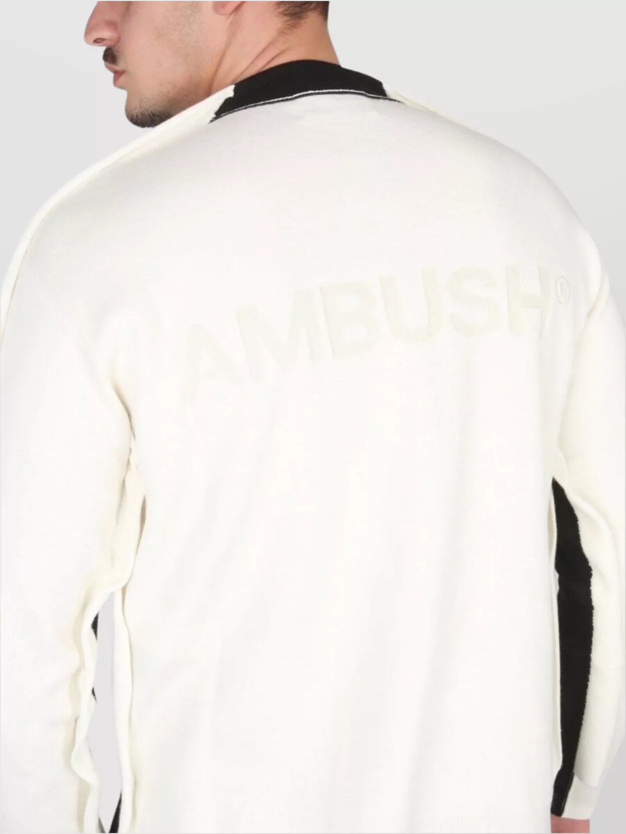 Ambush Neck Cross Crew Long Ribbed Contrast