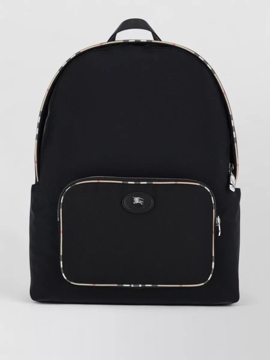 Burberry Backpacks Front Zip Pocket Adjustable Straps In Black