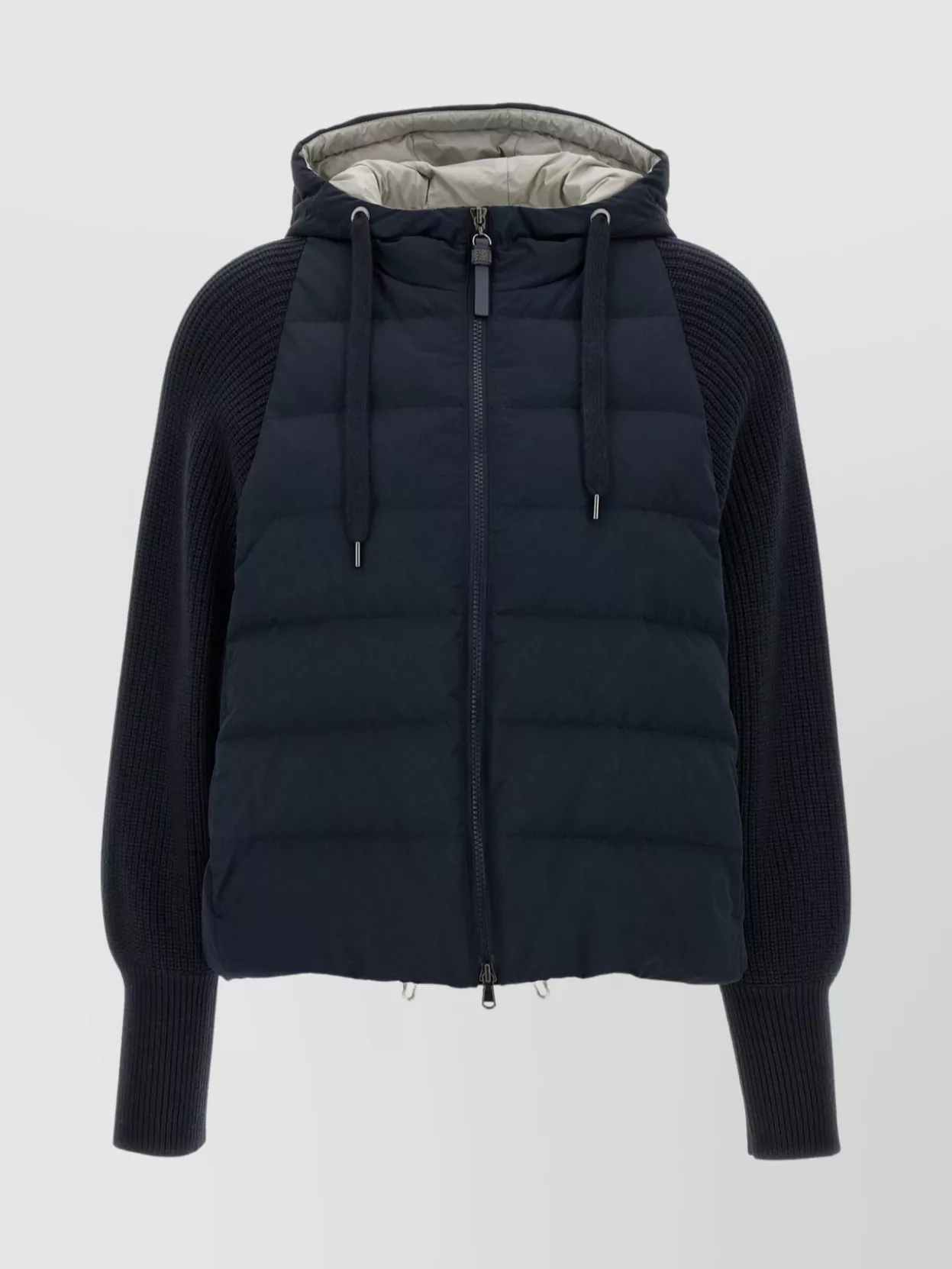 Brunello Cucinelli Hooded down jacket in nylon and cotton
