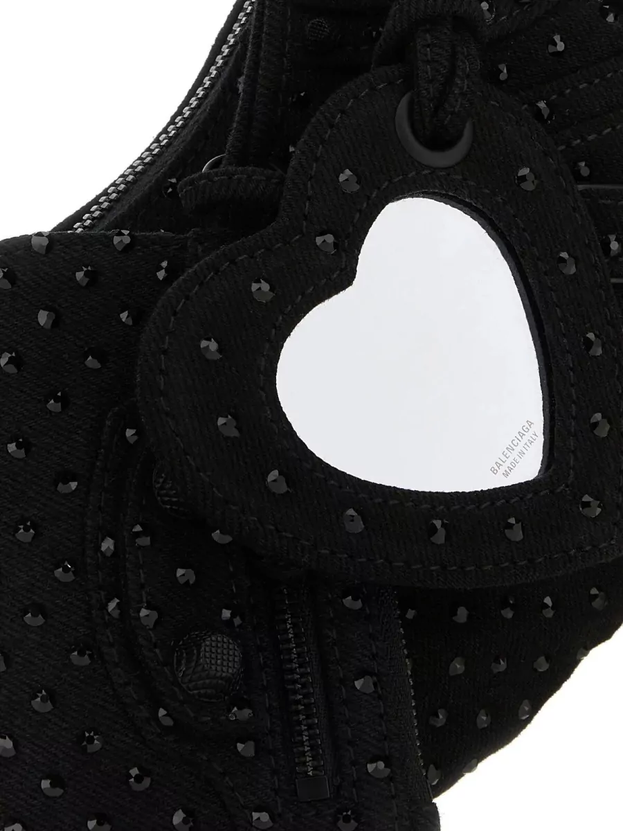 Balenciaga Le Cagole Xs Denim Rhinestone Shoulder Bag