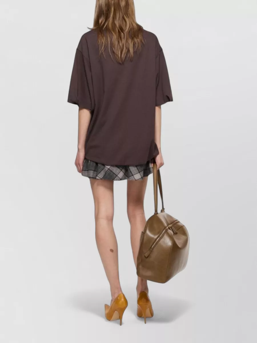 Acne Studios Cotton Checkered Ruffled Polo T-Shirt Dress