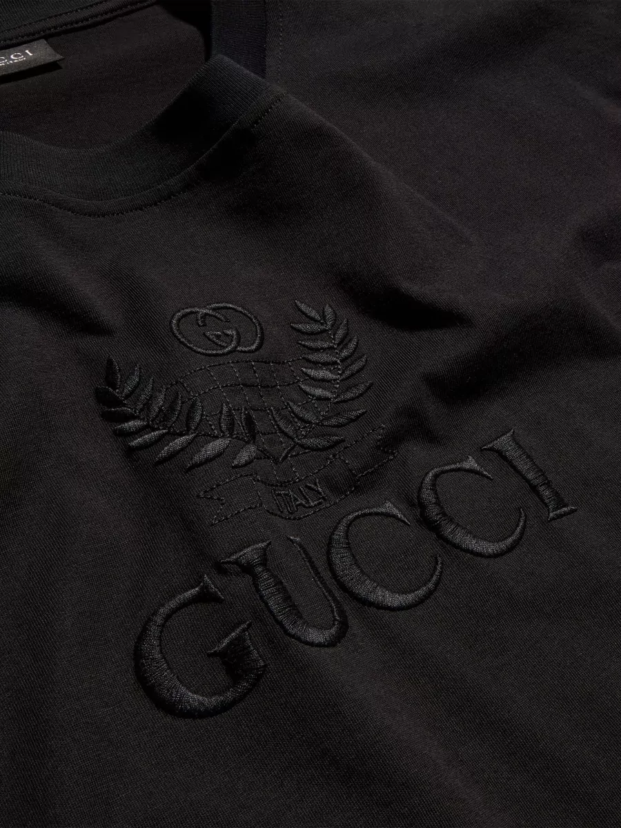 Gucci Cotton Ribbed Crew Neck Dropped Shoulder Short Sleeve Regular Fit T-Shirt