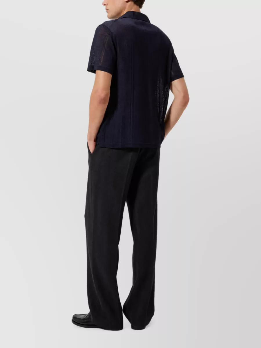 Missoni Raschel Knit Greek Key Short Sleeve Polo Shirt