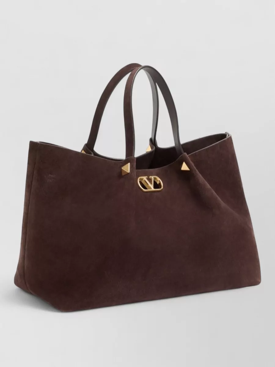 Valentino suede leather large tote bag