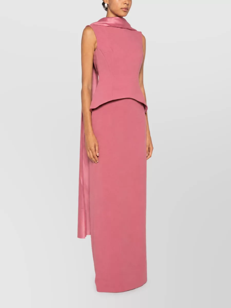 Solace London Silk Sleeveless High Neck Peplum Maxi Dress