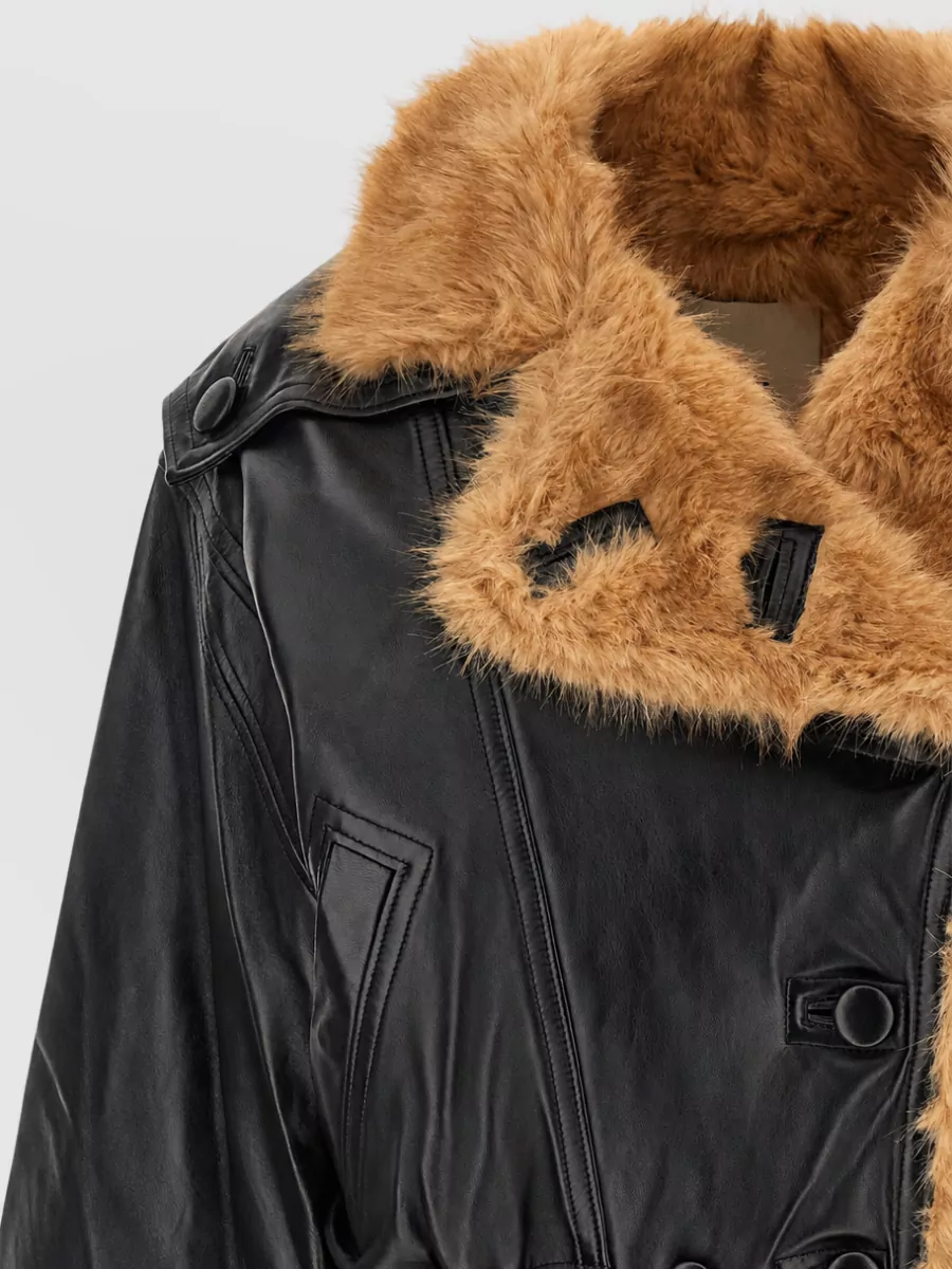 Isabel Marant Leather Oversized Double-Breasted Bomber Jacket