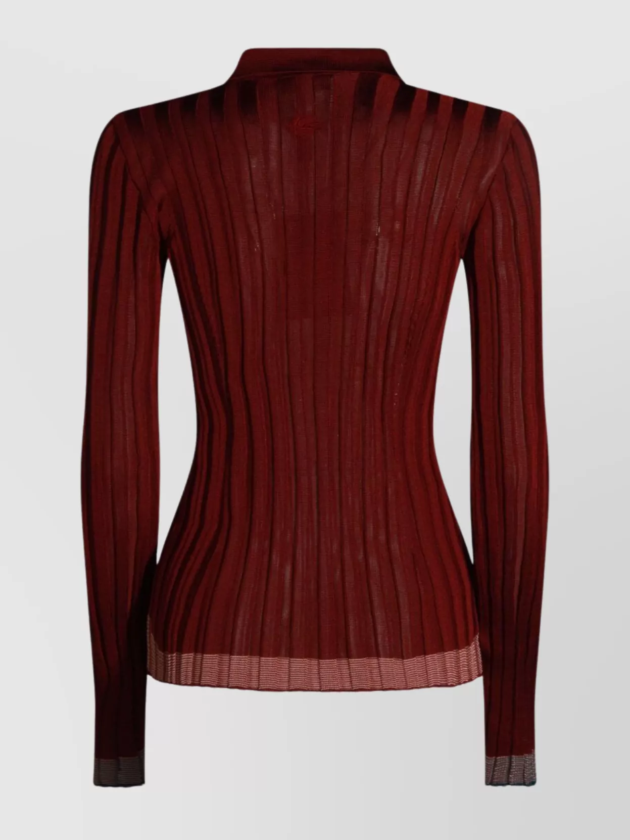 Etro Long Sleeve Polo With Collared Neck And Ribbed Texture In Brown
