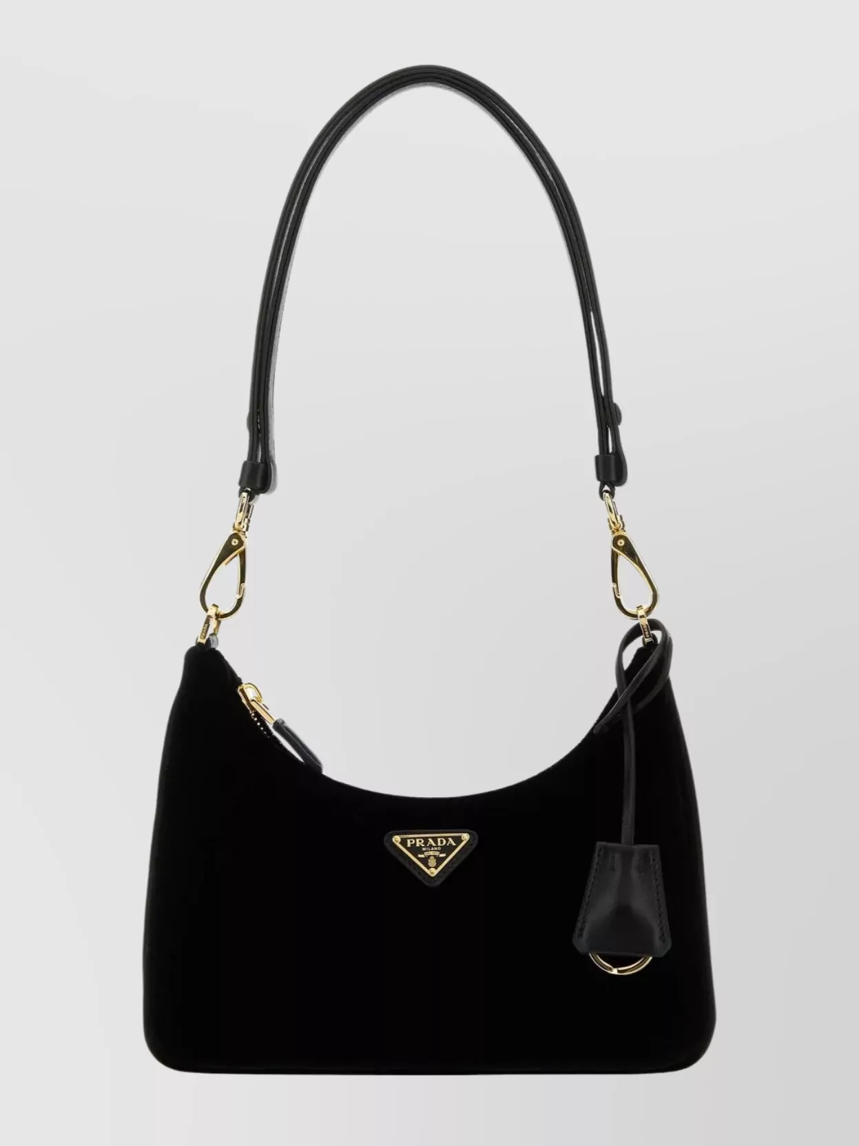 Prada Mini Velvet Shoulder Bag With Chain Detail In Black