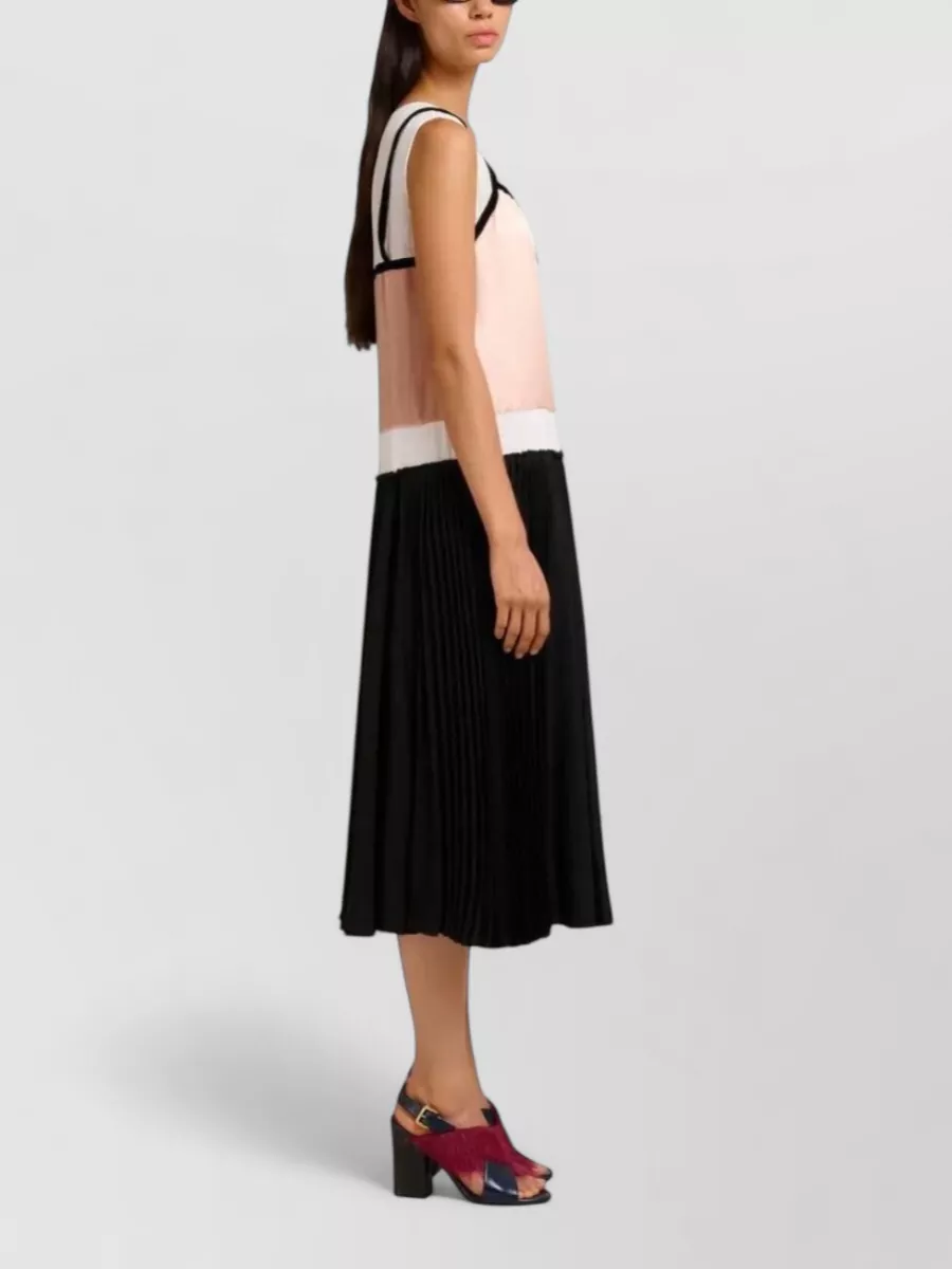 Marni Sleeveless Pleated Midi Dress
