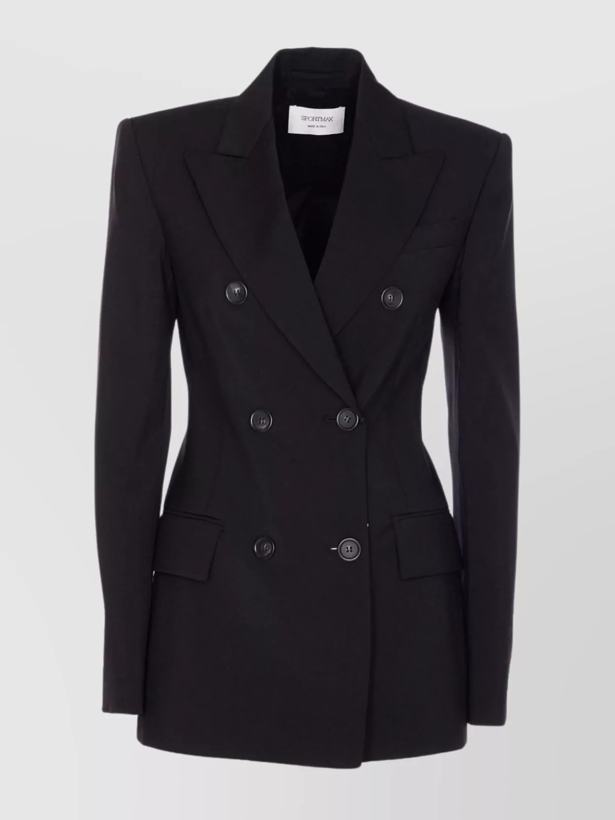 Sportmax Structured Double-breasted Longline Jacket With Button Detailing In Blue
