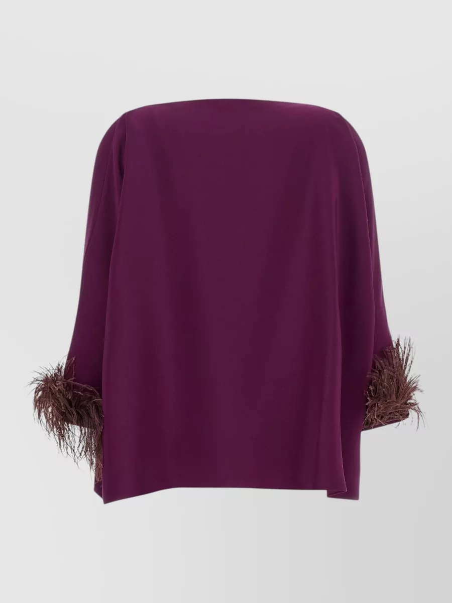 Gianluca Capannolo Feather-Trimmed Boat Neck Blouse