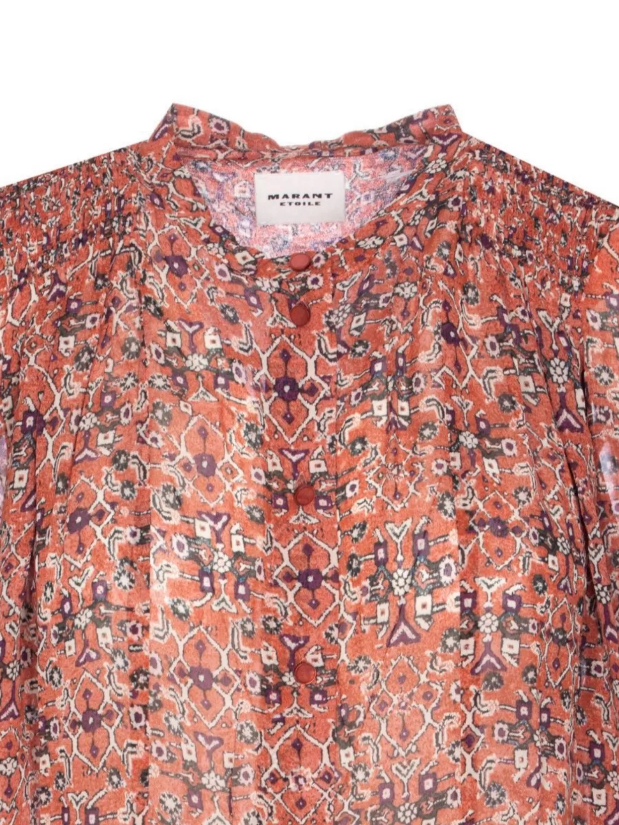 Isabel Marant Étoile Ruffled Collar Printed Long Sleeve Top In Brown