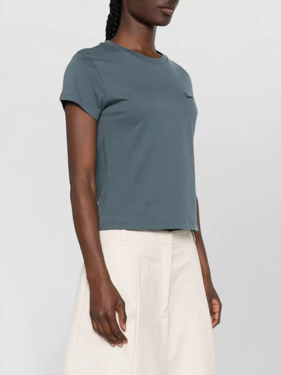 Kenzo Cotton Logo Embroidered Crew Neck Short Sleeve T-Shirt