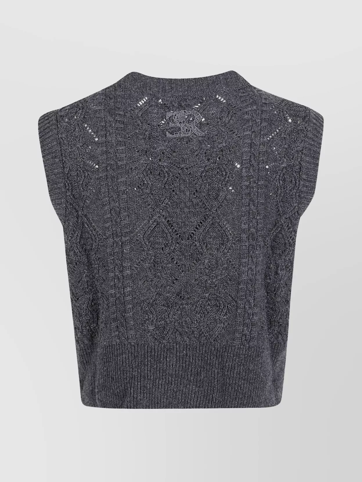 Ermanno Scervino Textured Knit Sleeveless Waistcoat Embroidery In Gray