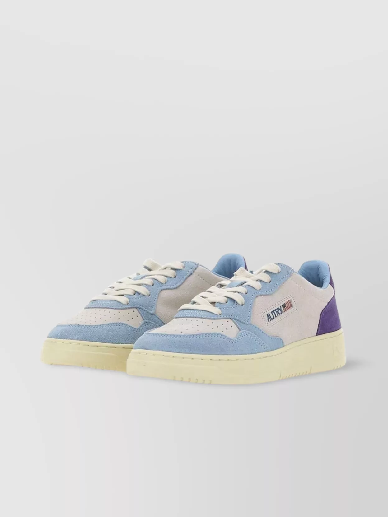 Autry Medalist Low Tricolor Suede Sneakers Patridge And Mauve Color In Multi