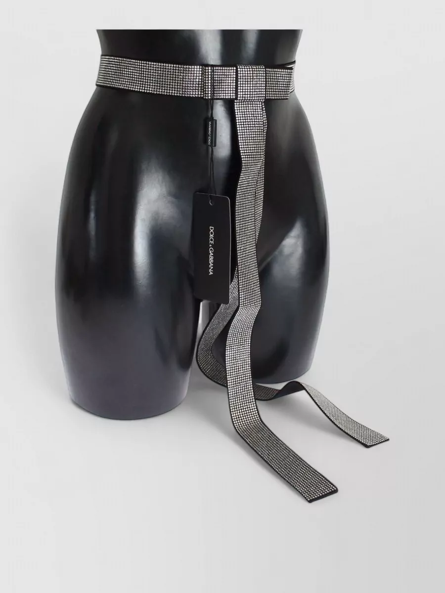 Dolce&Gabbana Silk Crystal-Embellished Bow Waist Belt