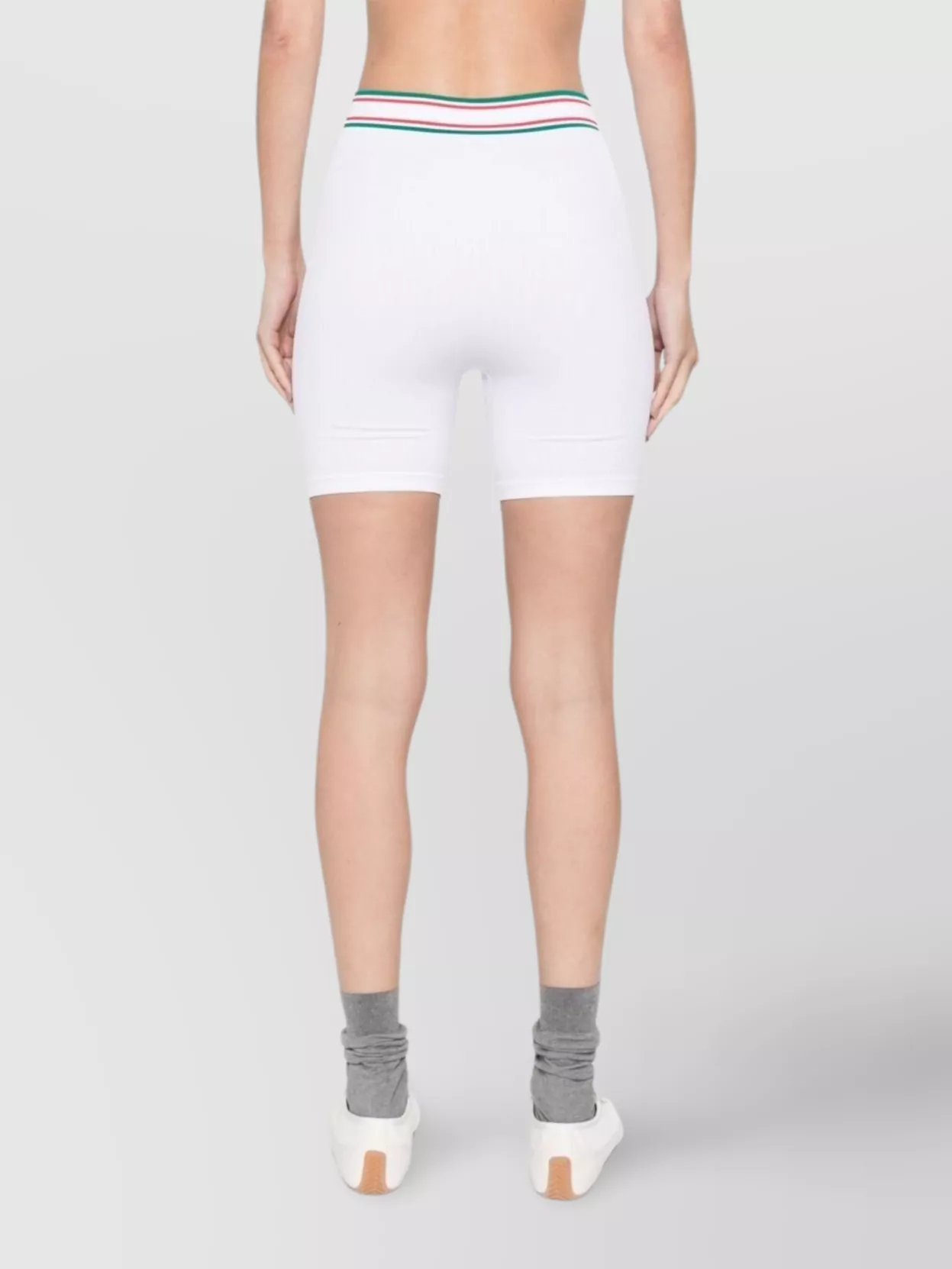 Casablanca Logo Waistband High-Waisted Ribbed Shorts