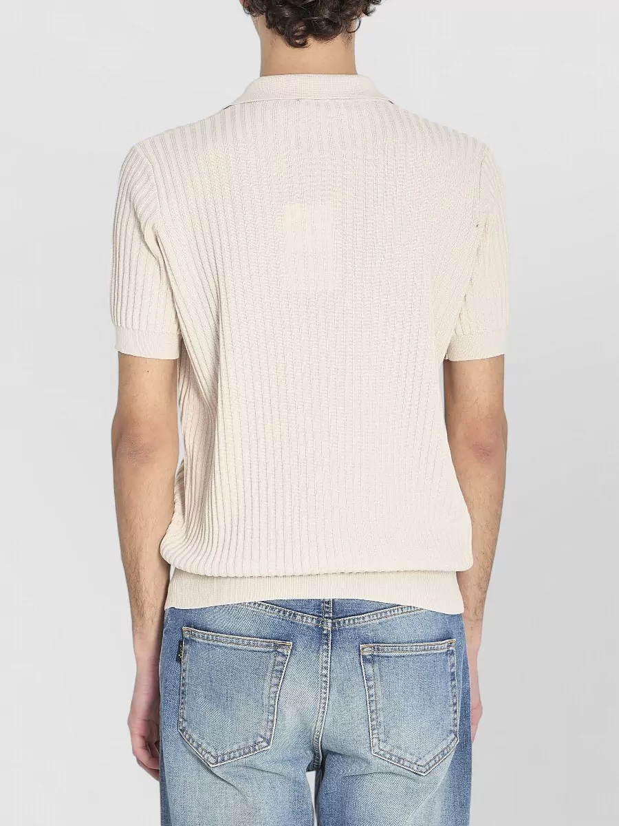 Roberto Collina Ribbed Cotton Short-Sleeve Polo Shirt