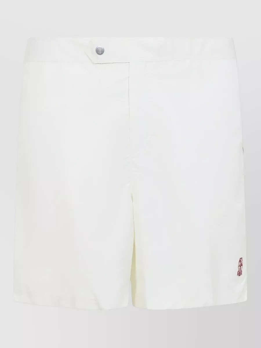 Brunello Cucinelli Embroidered Buttoned Swim Shorts Side Stripe