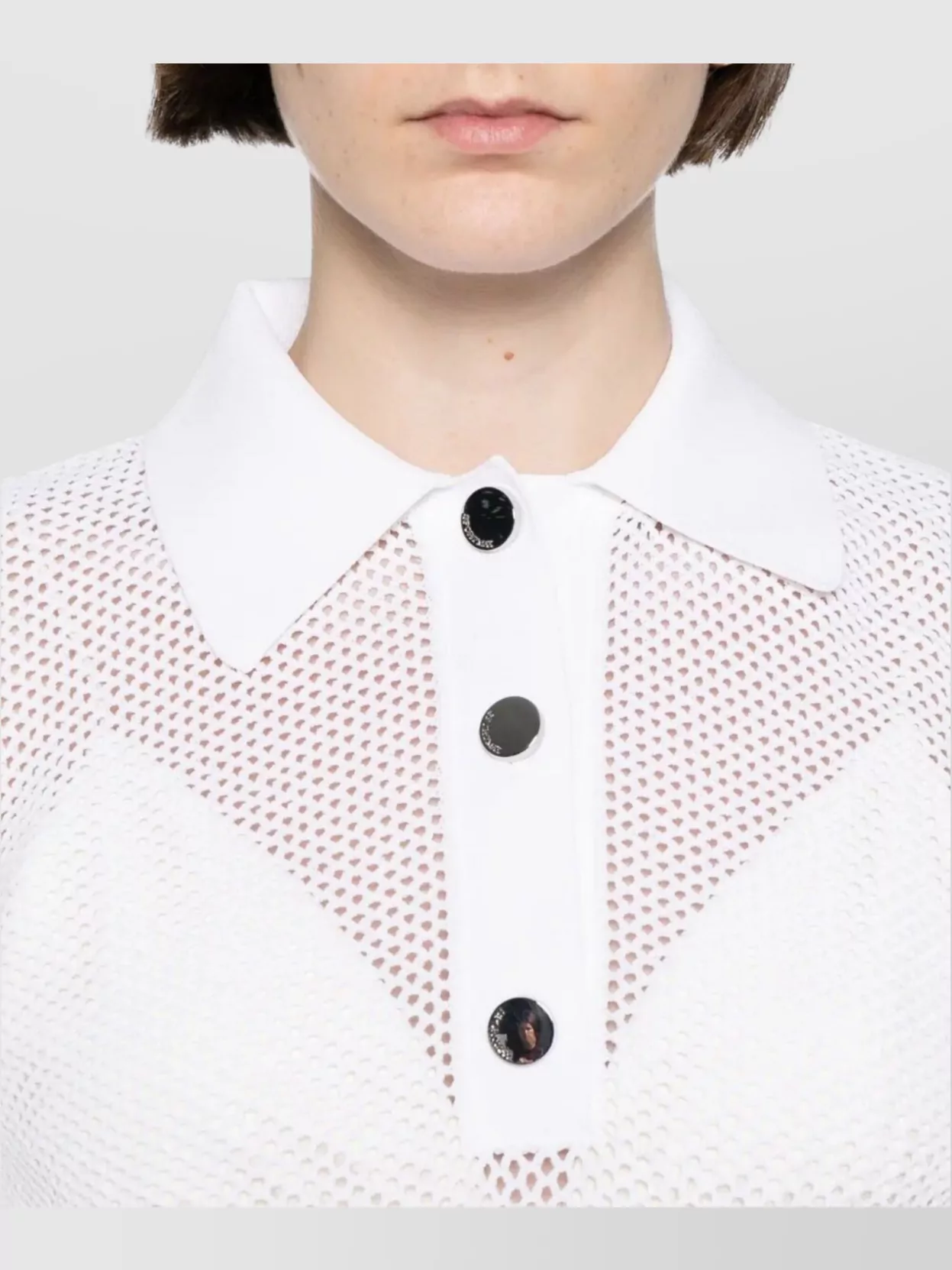 Sportmax Ribbed Polo Collar Knitwear With Mesh Design