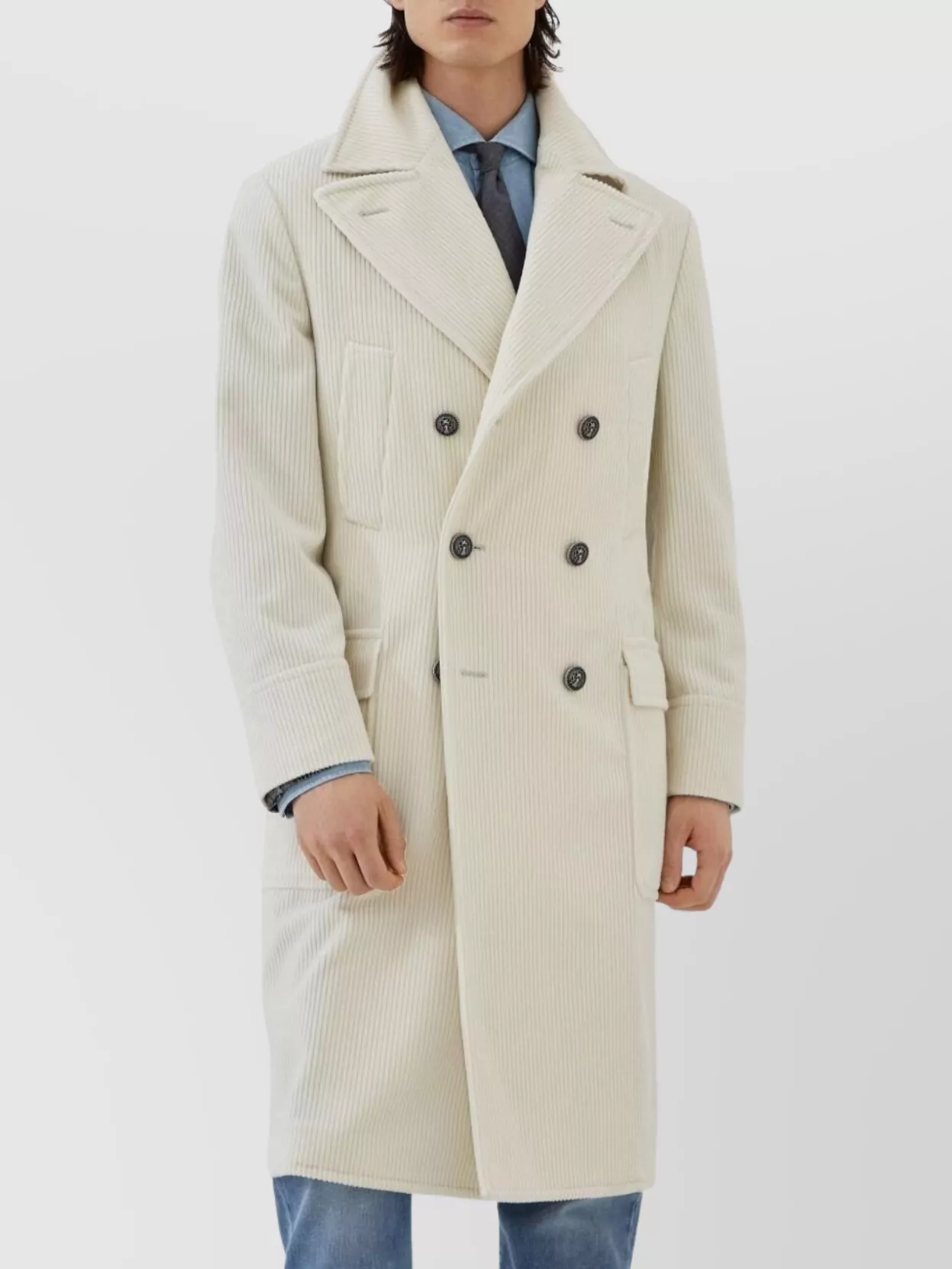 Brunello Cucinelli One-and-a-half-breasted Coat In Neutral
