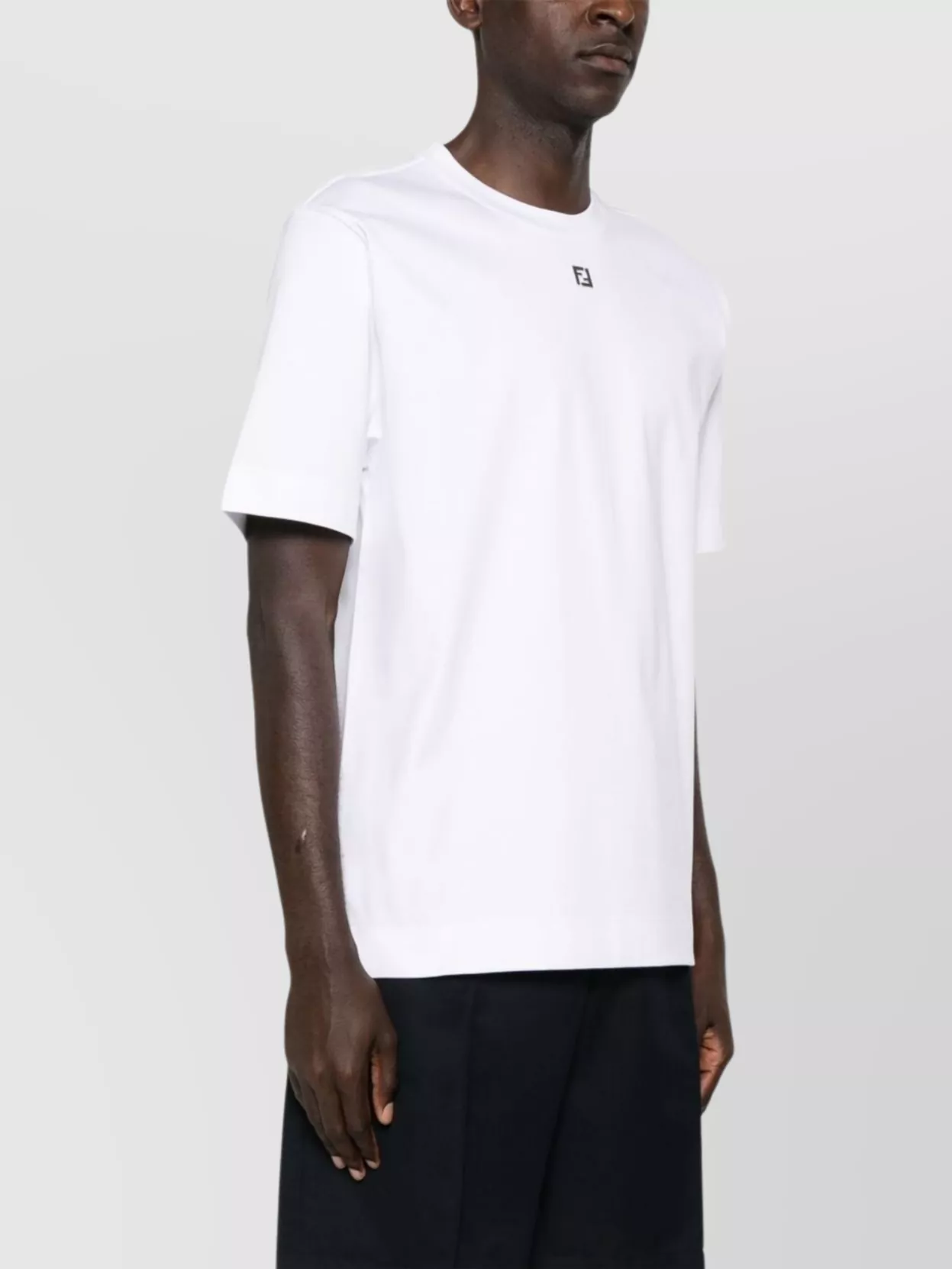 Fendi Crew Neck Jersey Texture Straight Hem