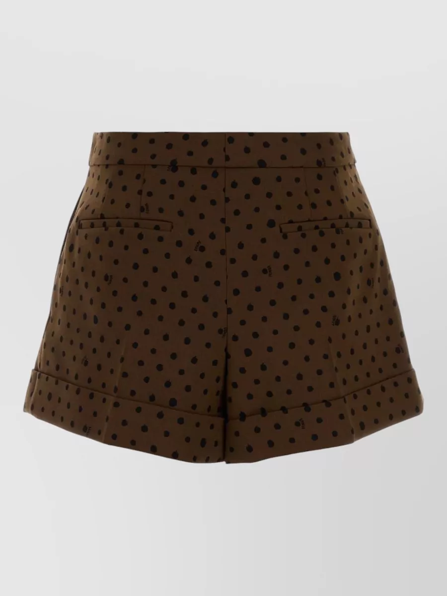 Fendi Wool Blend Shorts Polka Dot Pattern In Brown