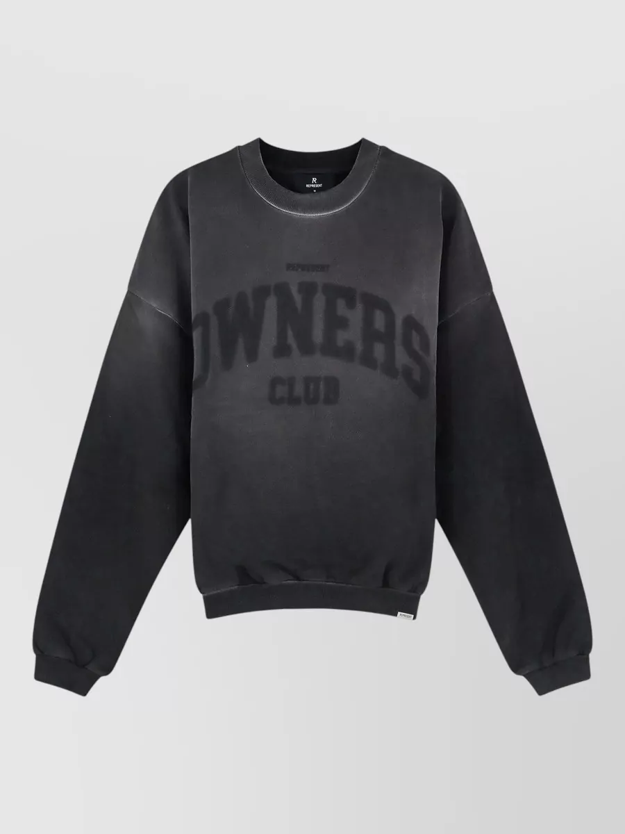 Represent ribbed long-sleeve logo-print sweatshirt