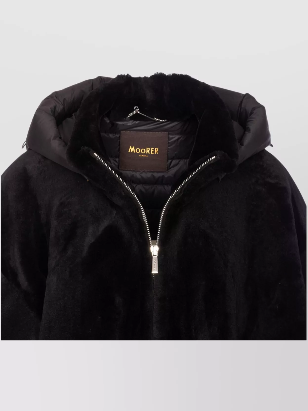 Moorer Long Hooded Jacket With Drawstring And Pockets