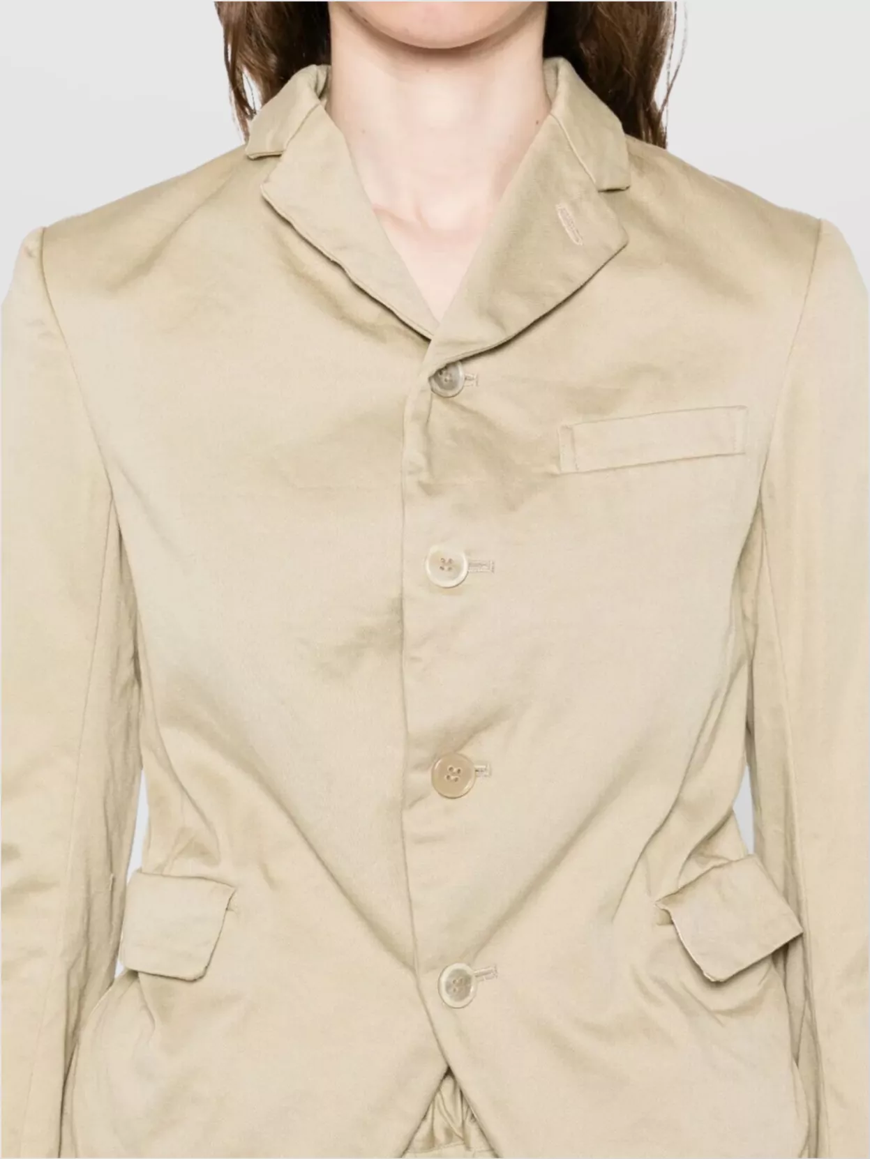 Comme Des Garçons Woman Jacket With Back Vent And Pockets In Neutral
