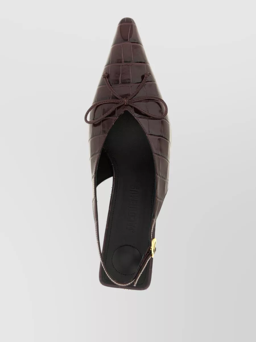 Jacquemus Leather Crocodile-Effect Slingback Mules