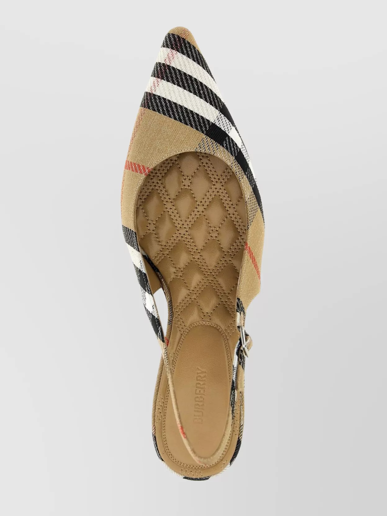BURBERRY POINTED TOE KITTEN HEEL SLINGBACK CHECK
