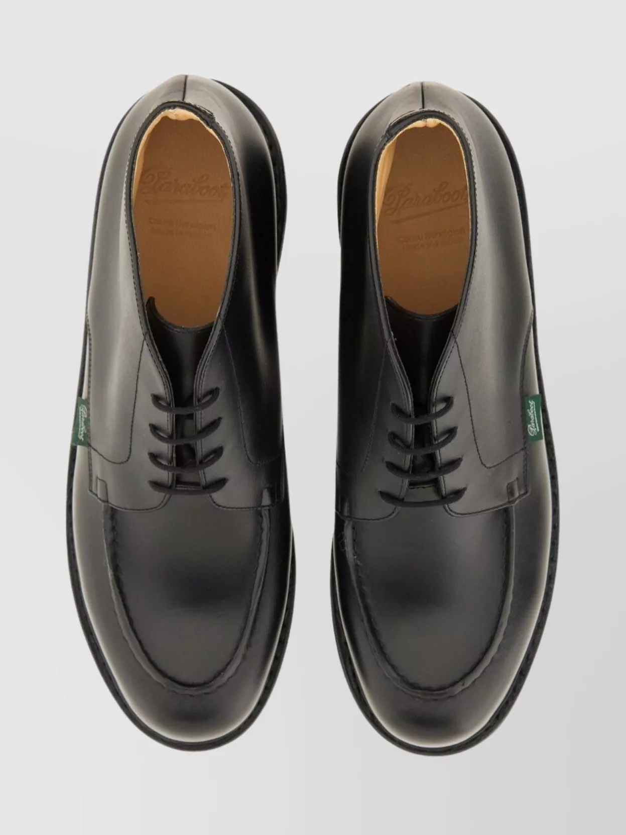 Paraboot Round Toe Boots With Rubber Sole And Stitching