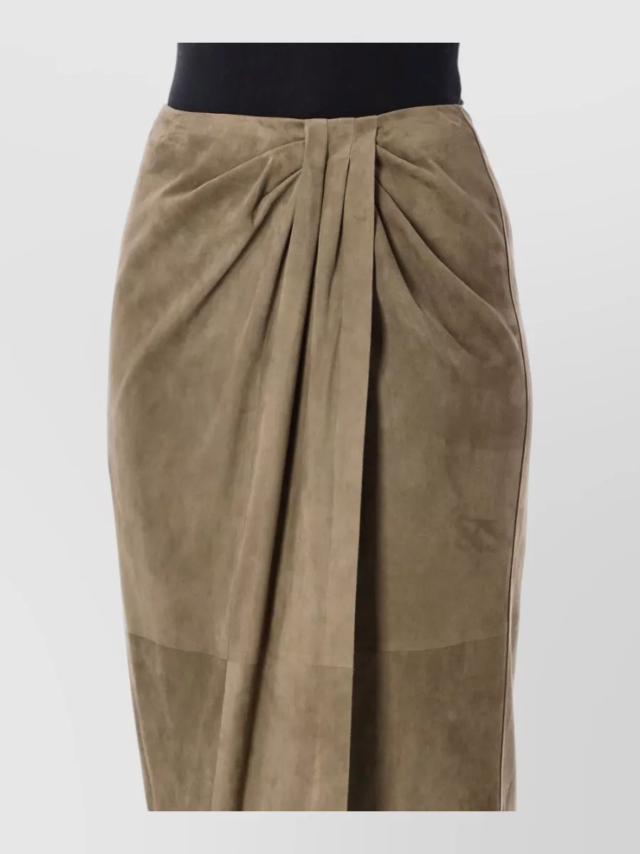 Ralph Lauren Leather draped midi skirt