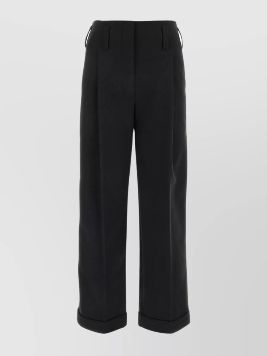 Shop Philosophy Di Lorenzo Serafini Wide-leg High Waist Trousers With Front Belt Loops In Black