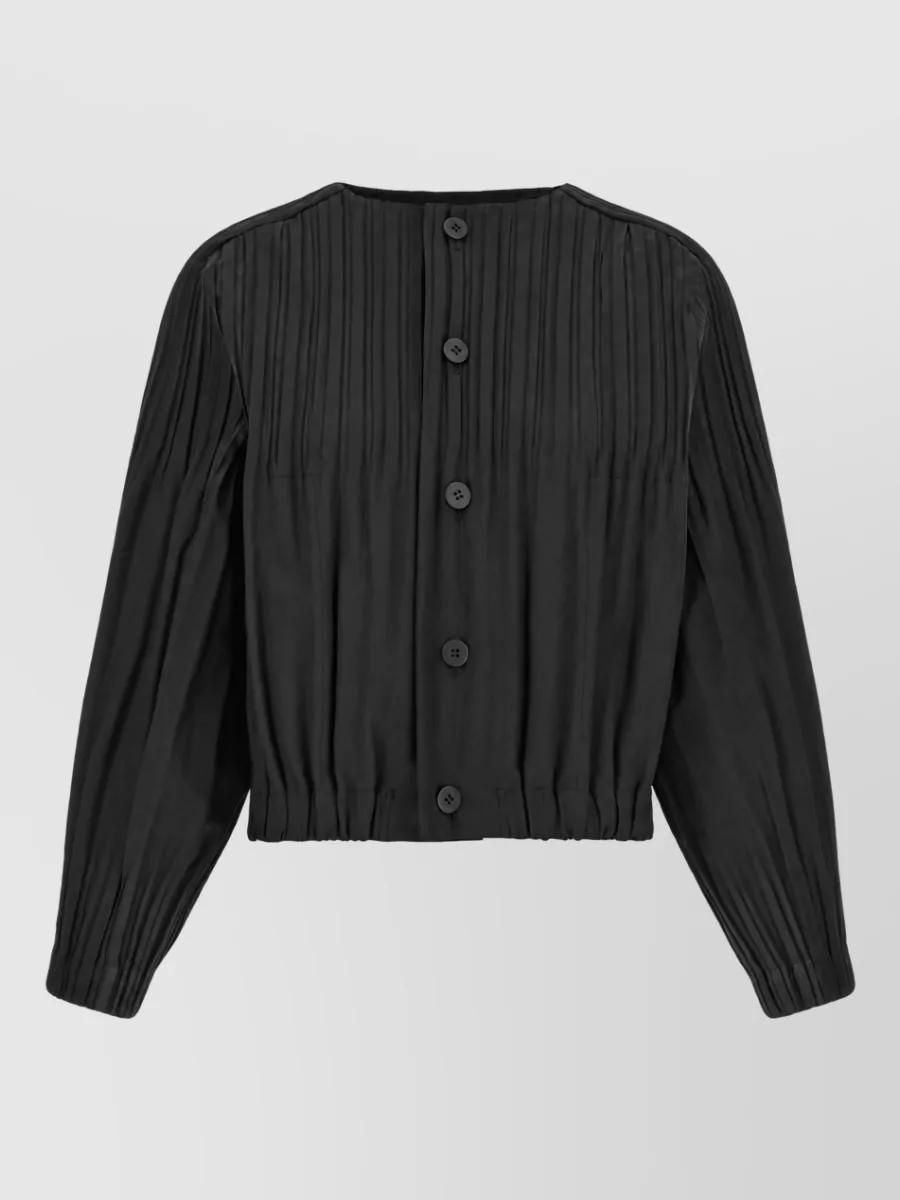 Pleats Please Issey Miyake Black Smooth Coat Blazer