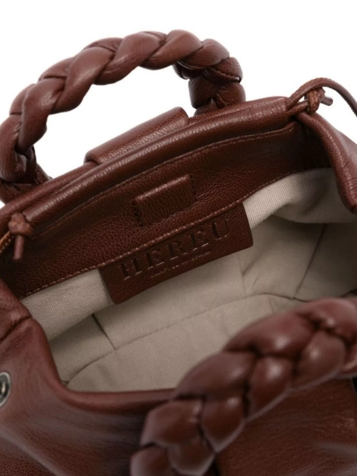 Hereu Small Leather Handbag Braided Handles