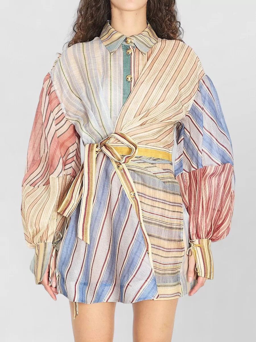 Zimmermann Striped linen silk shirt mini dress